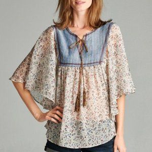 🔹New🔹 Tie Front Wide Sleeve Top